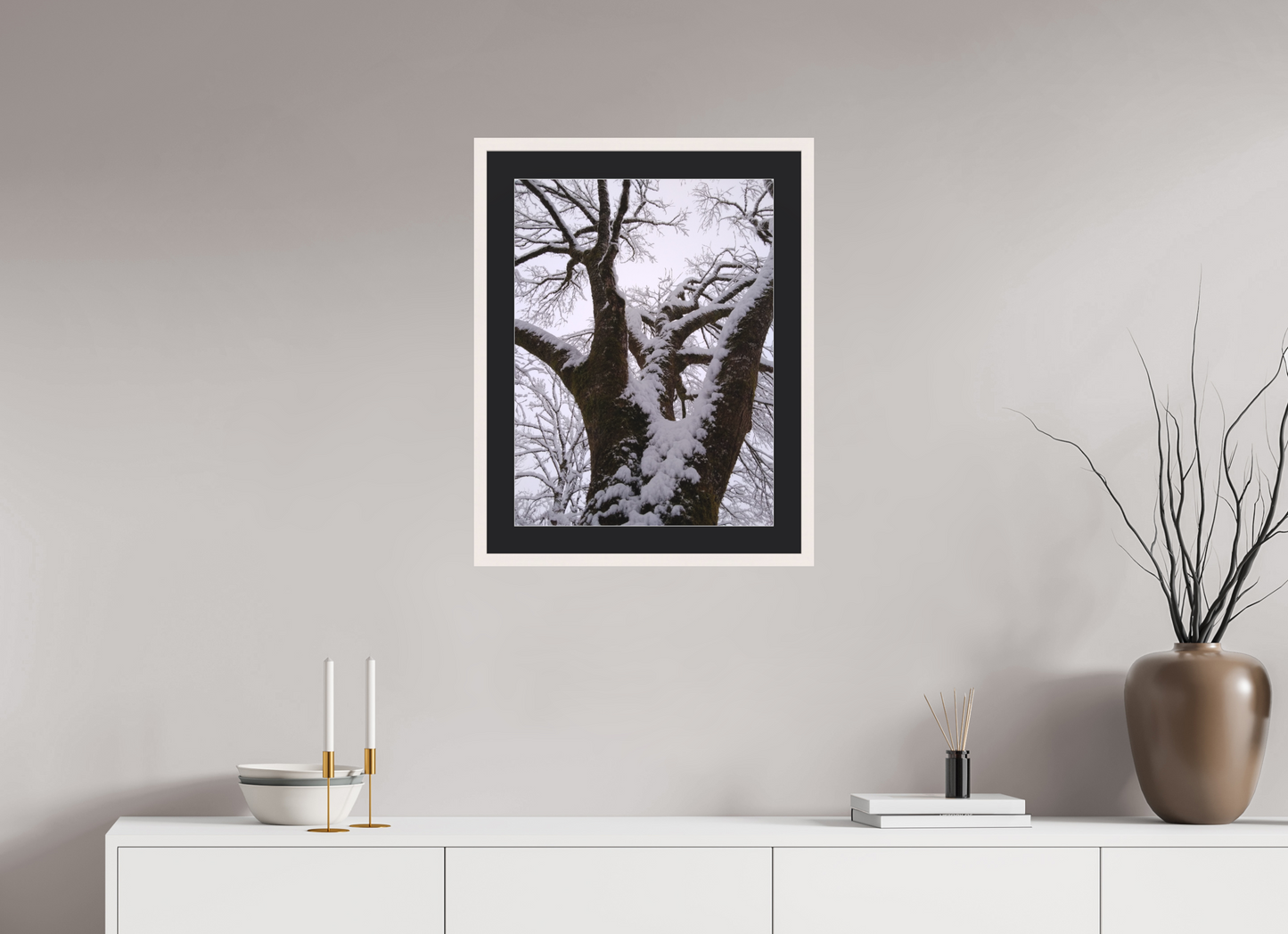 45 x 60 cm, Tirage photo avec Cadre en bois "Blanc érable" et Passe-partout Noir 10h13 III ¤ Novembre