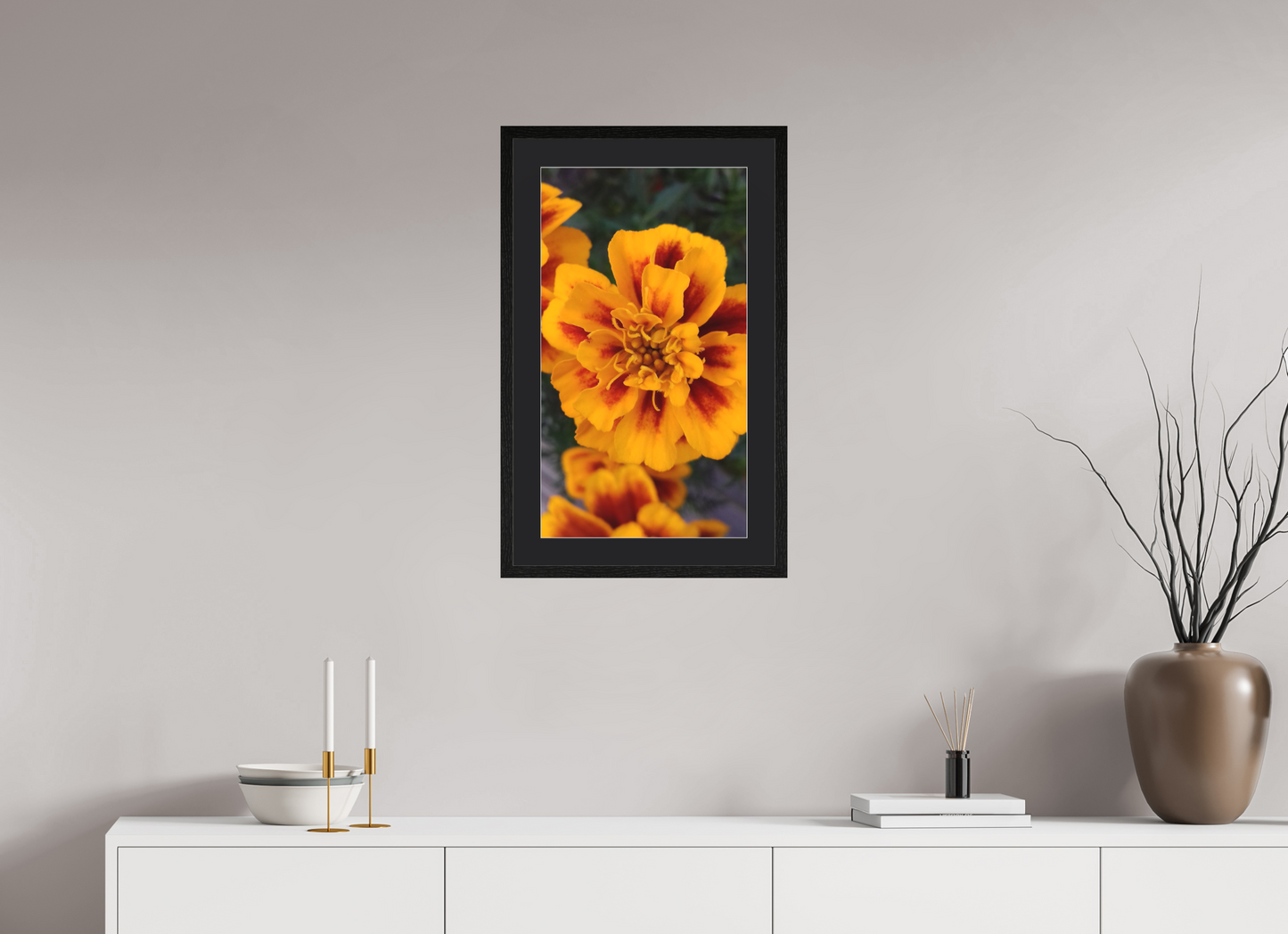 36 x 64 cm, Tirage photo avec Cadre en bois "Chêne noir" et Passe-partout Noir 17h58 ¤ Octobre