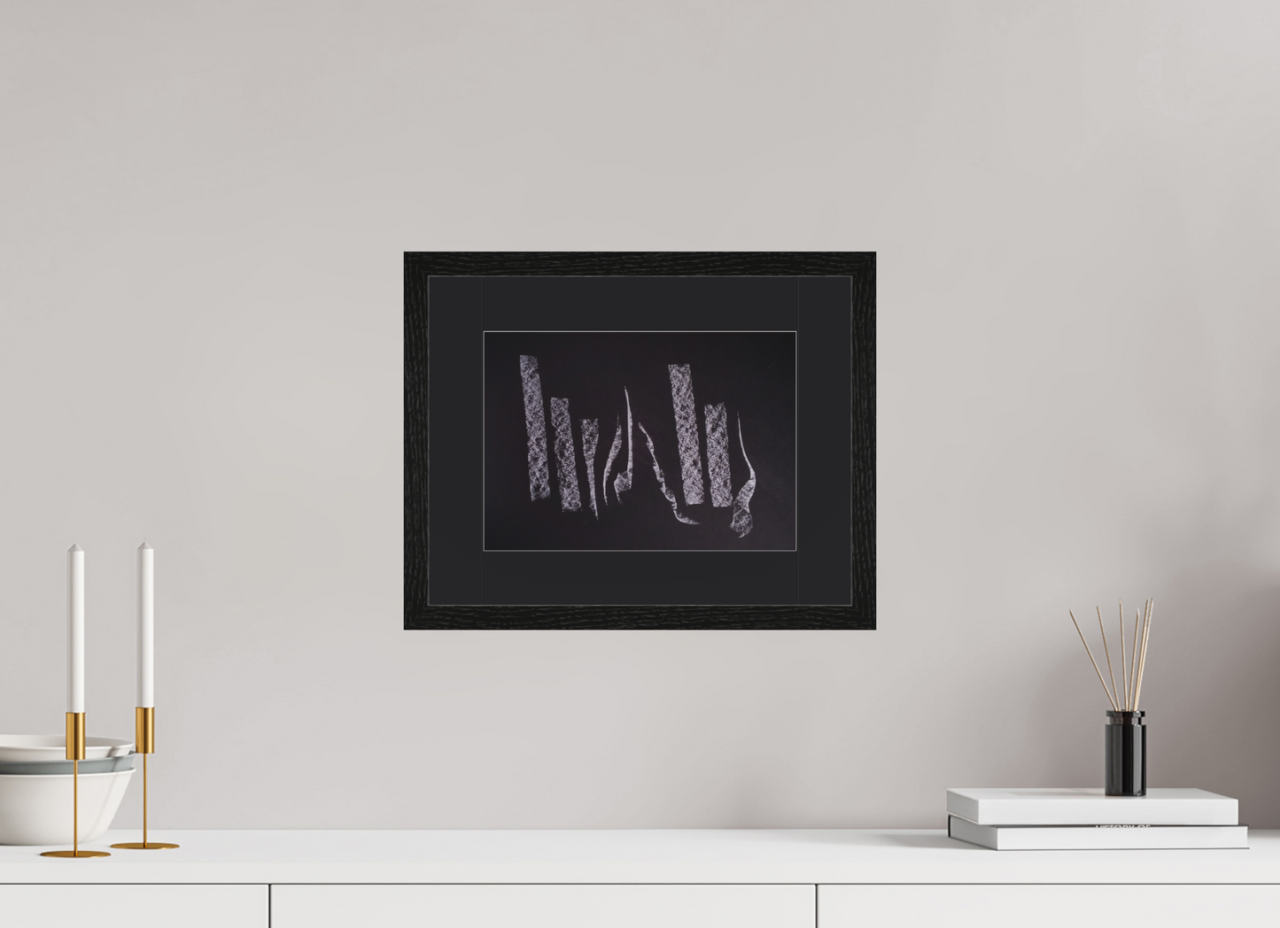 28,1 x 20 cm, Impression d'Art avec Cadre en bois "Chêne noir" et Passe-partout Noir cadenza