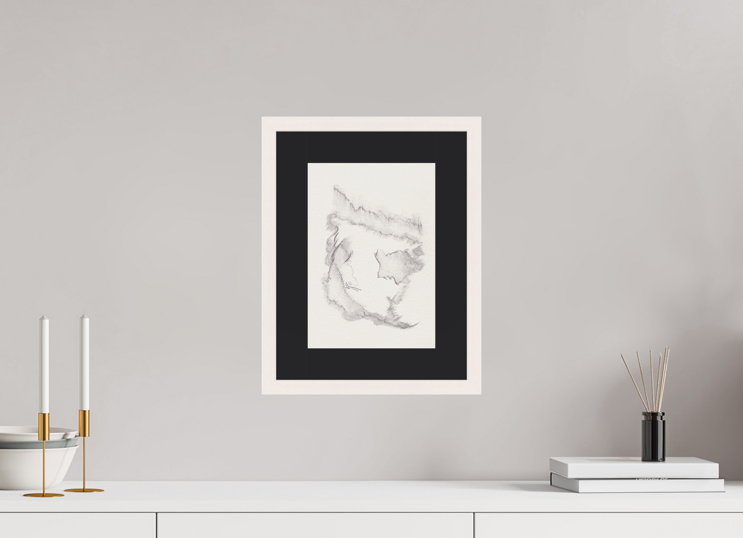 20 x 28,7 cm, Impression d'Art avec Cadre en bois "Blanc érable" et Passe-partout Noir Estuaire