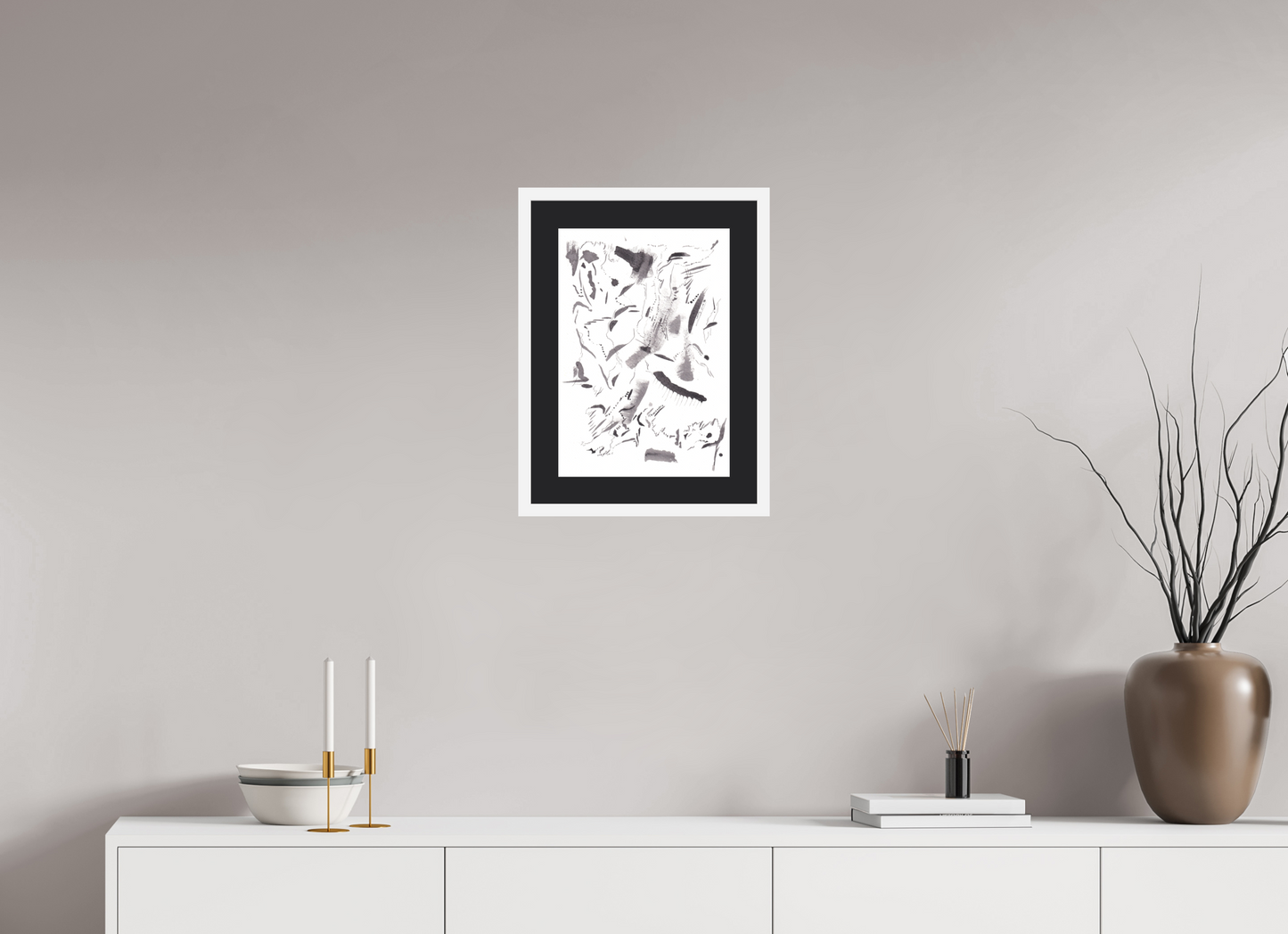 30 x 43,1 cm, Impression d'art avec Cadre en bois "Blanc mat" et Passe-partout Noir Explor-