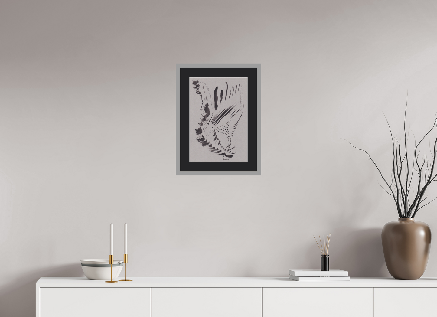 30 x 43,3 cm, Impression d'Art avec Cadre "Gris clair mat" et Passe-partout Noir /re/dire