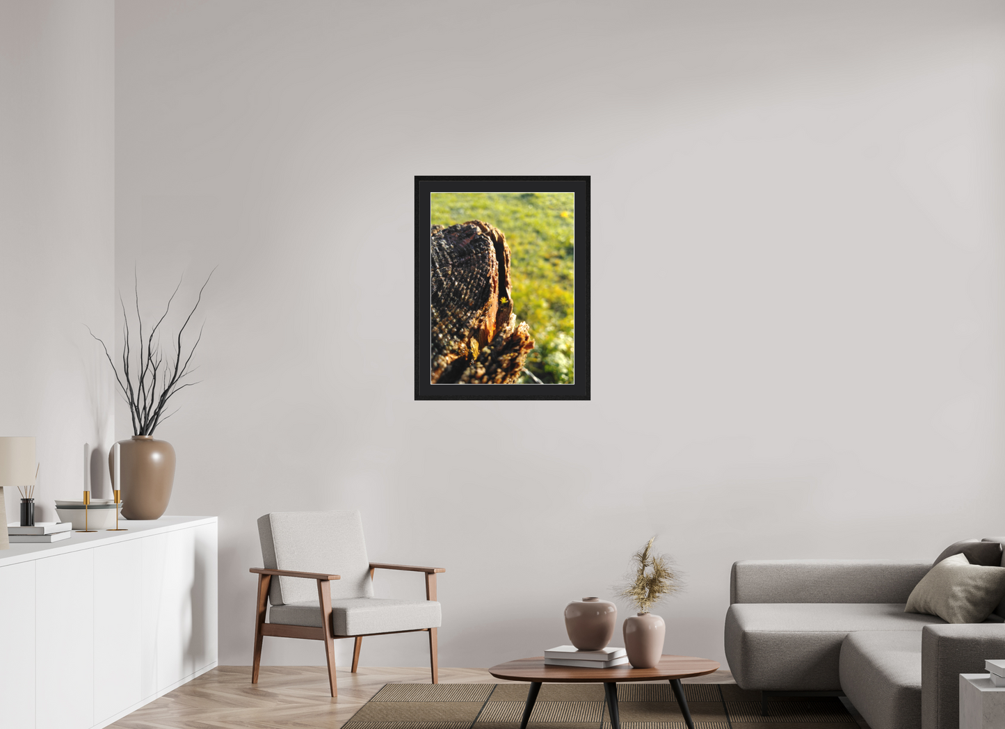 60 x 80 cm, Tirage photo avec Cadre en bois "Chêne noir" et Passe-partout Noir 08h56 ¤ Novembre