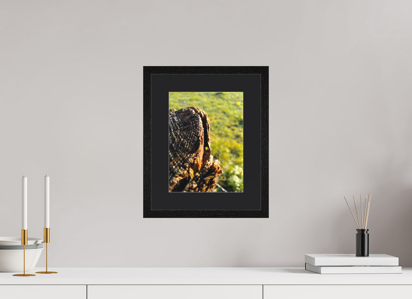 21 x 28 cm, Tirage photo avec Cadre en bois "Chêne noir" et Passe-partout Noir 08h56 ¤ Novembre