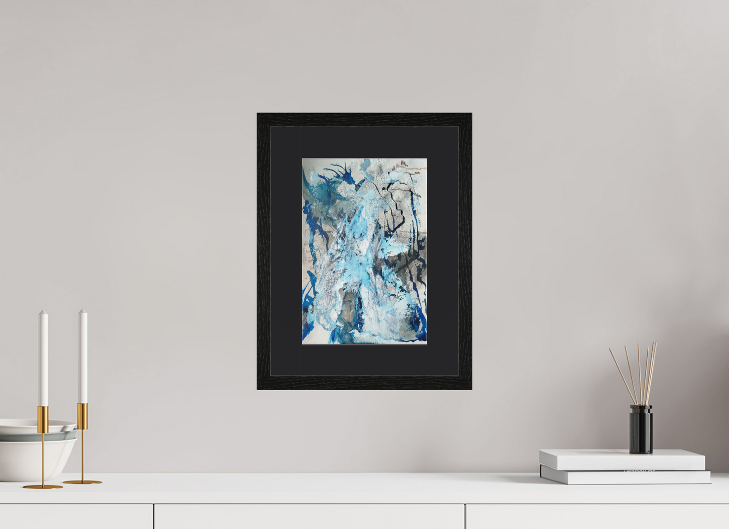 20 x 29,3 cm, Impression d'Art avec Cadre en bois "Chêne noir" et Passe-partout Noir xiloeta