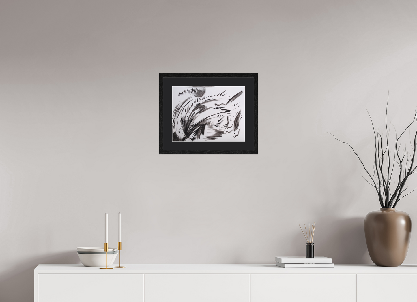 39 x 30 cm, Impression d'Art avec Cadre en bois "Chêne noir" et Passe-partout Noir Adrénaline