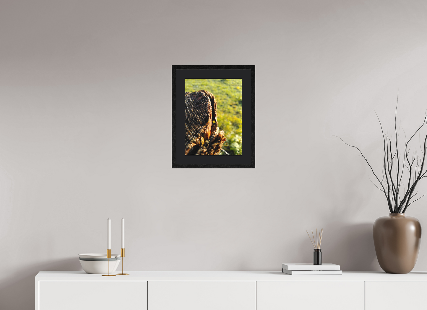 30 x 40 cm, Tirage photo avec Cadre en bois "Chêne noir" et Passe-partout Noir 08h56 ¤ Novembre