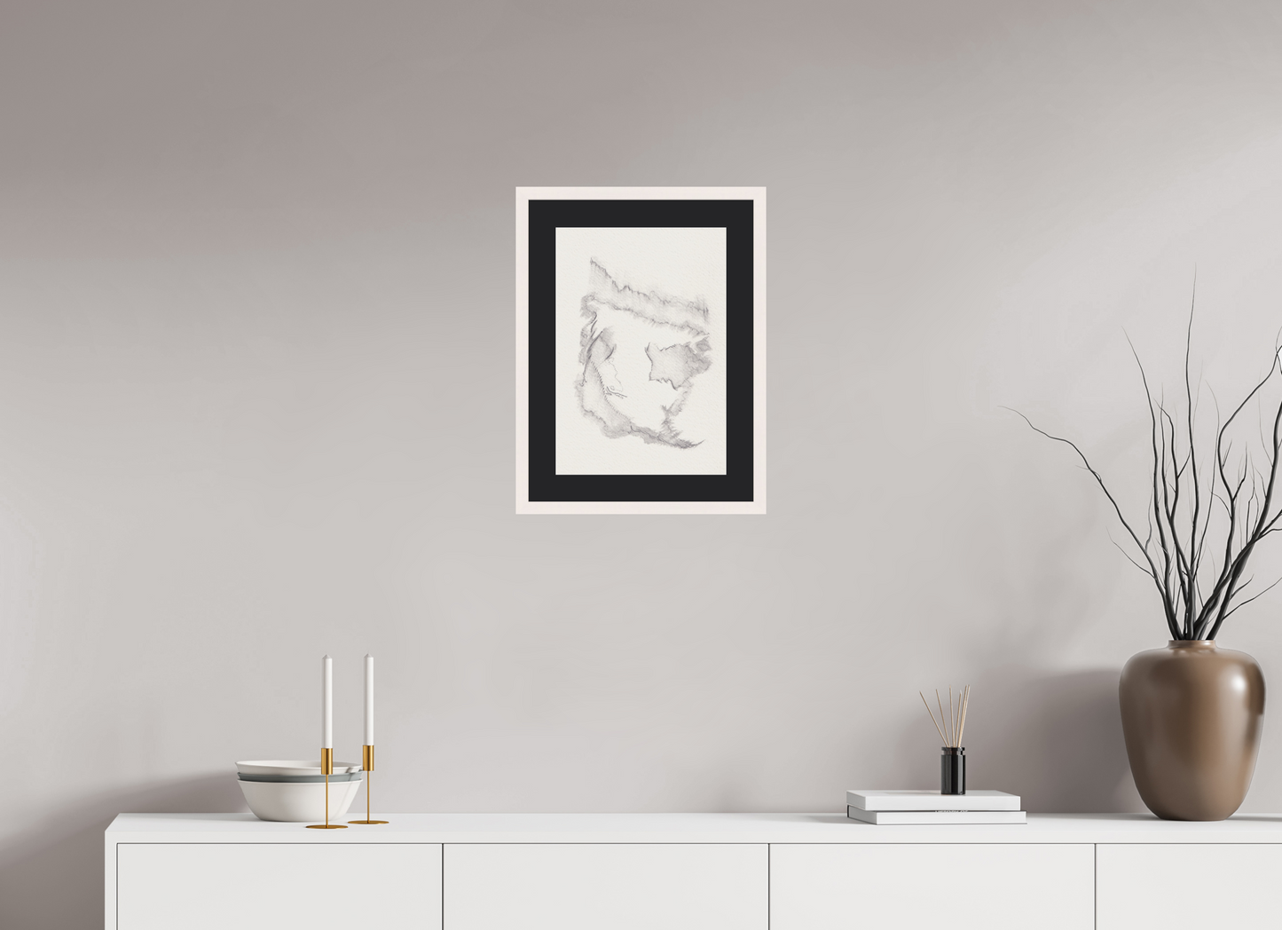 30 x 43,1 cm, Impression d'Art avec Cadre en bois "Blanc érable" et Passe-partout Noir Estuaire