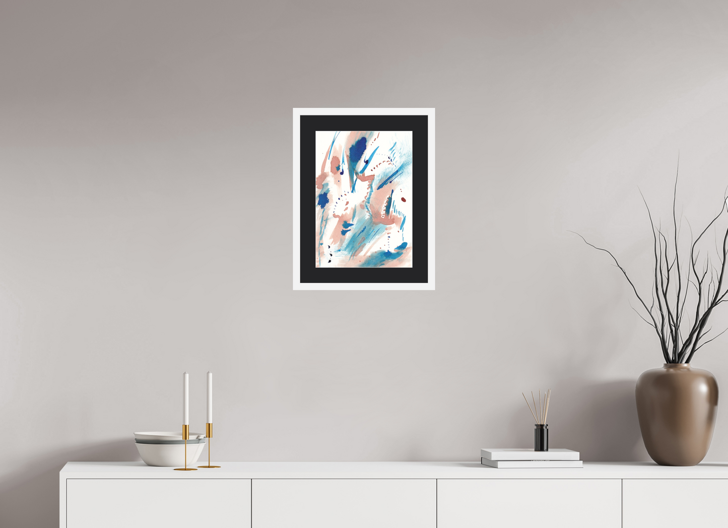 30 x 42 cm, Impression d'Art avec Cadre en bois "Blanc mat" et Passe-partout Noir Ad vitam