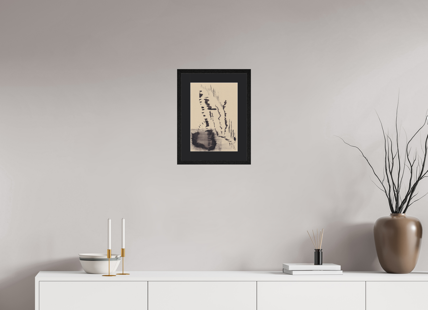 25 x 36,1 cm, Impression d'Art avec Cadre en bois "Chêne noir" et Passe-partout Noir Perdure