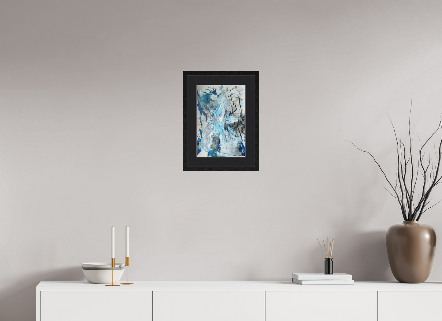 25 x 36,6 cm, Impression d'Art avec Cadre en bois "Chêne noir" et Passe-partout Noir xiloeta