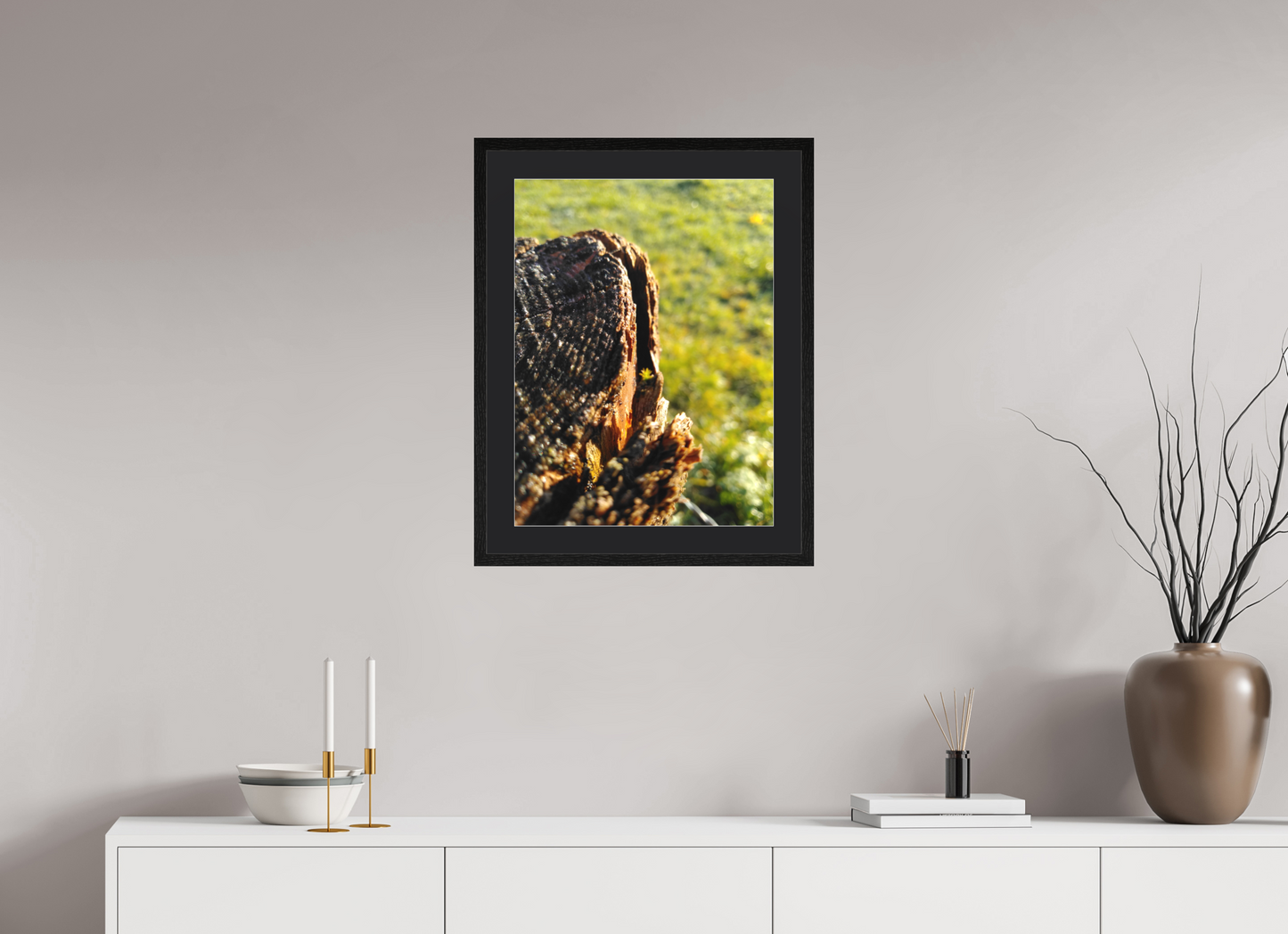 45 x 60 cm, Tirage photo avec Cadre en bois "Chêne noir" et Passe-partout Noir 08h56 ¤ Novembre