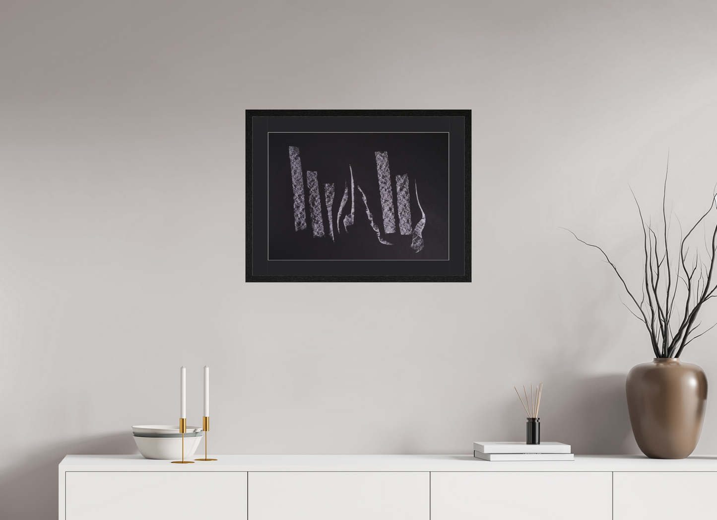 56,2 x 40 cm, Impression d'Art avec Cadre en bois "Chêne noir" et Passe-partout Noir cadenza