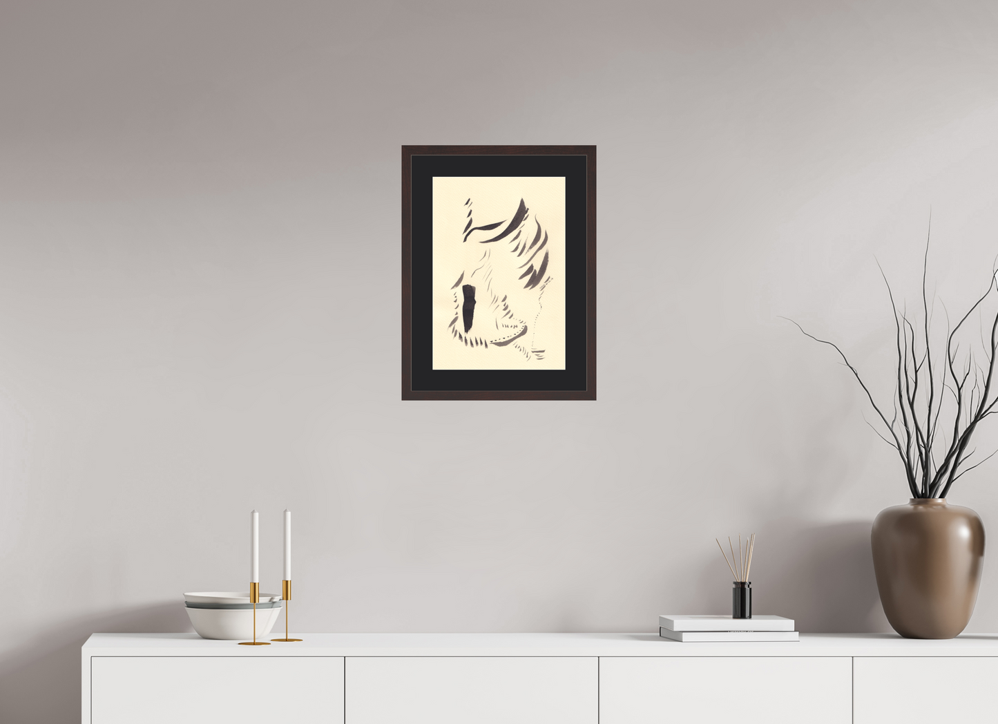 30 x 43,2 cm, Impression d'Art avec Cadre en bois "Aulne brun" et Passe-partout Noir /as/sembler